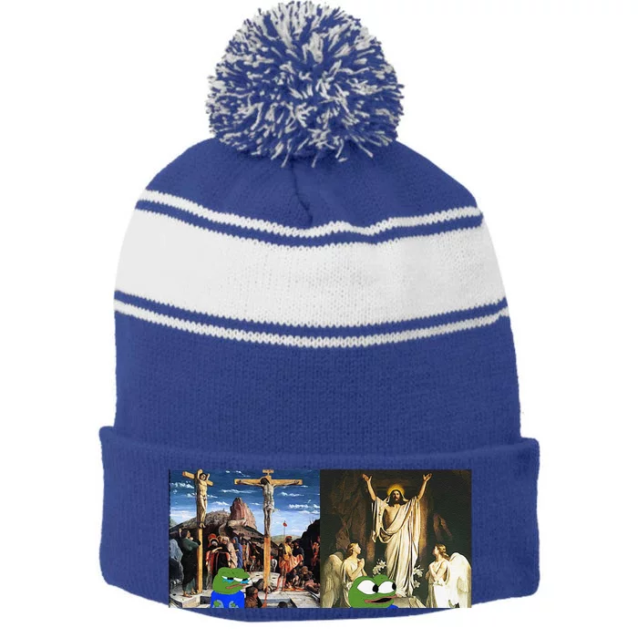 Apu Apustaja HE HAS RISEN Miracle Jesus Stripe Pom Pom Beanie