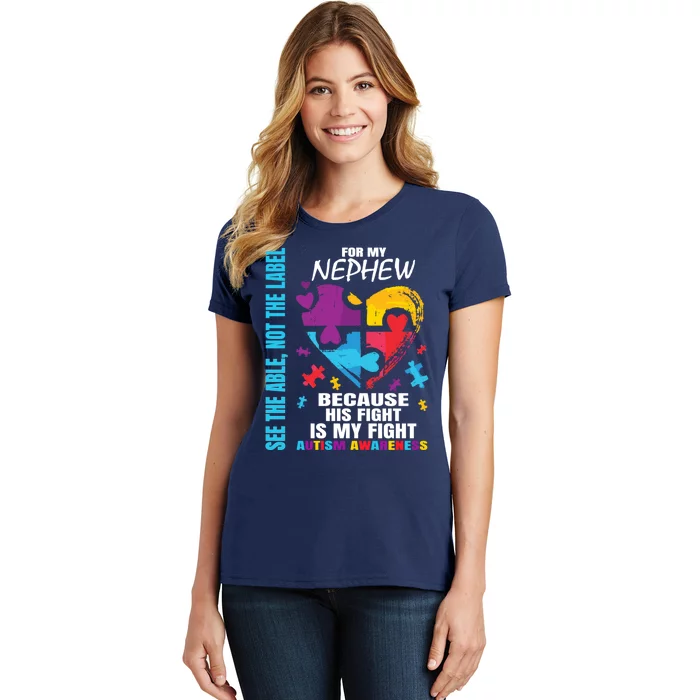 Autism Awareness His Fight My Fight Blue Nephew Women's T-Shirt