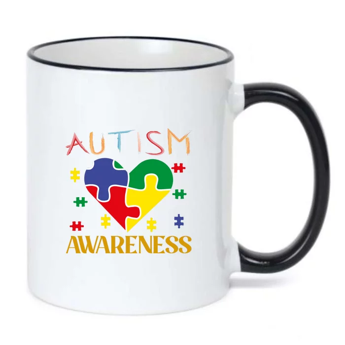 Autism Awareness Heart Puzzle Gift Black Color Changing Mug