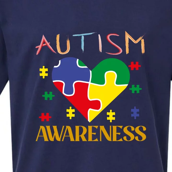 Autism Awareness Heart Puzzle Gift Sueded Cloud Jersey T-Shirt