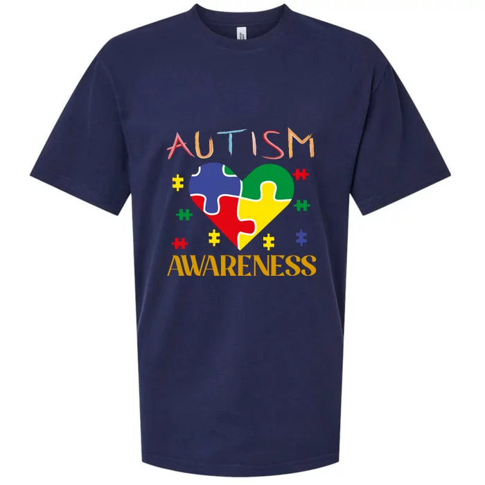 Autism Awareness Heart Puzzle Gift Sueded Cloud Jersey T-Shirt