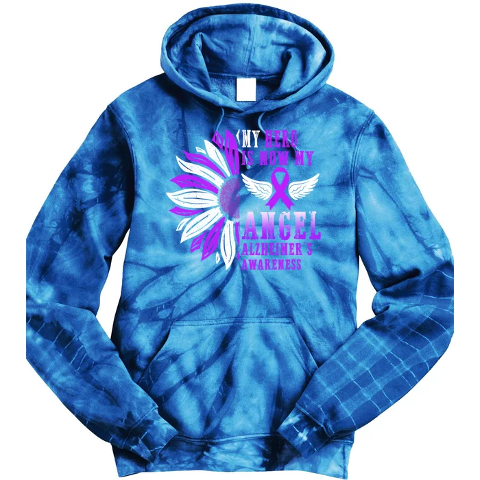 Alzheimers Awareness Hero Is Now My Angel Remembrance Purple Gift Tie Dye Hoodie