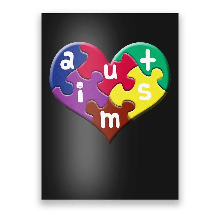 Autism Awareness Heart Love Smile Colorful Puzzle Poster