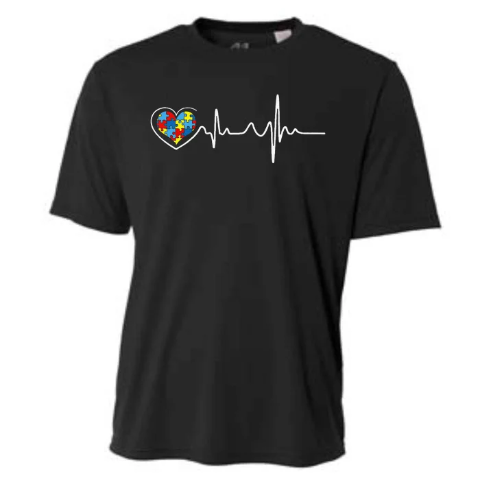 Autism Awareness Heartbeat Cooling Performance Crew T-Shirt