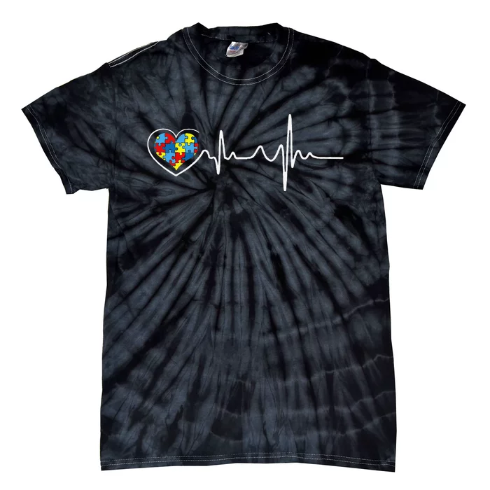 Autism Awareness Heartbeat Tie-Dye T-Shirt