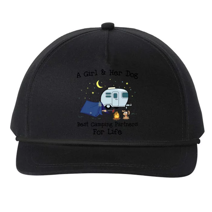 A And Her Dog Best Camping Partners For Life Gift Snapback Five-Panel Rope Hat