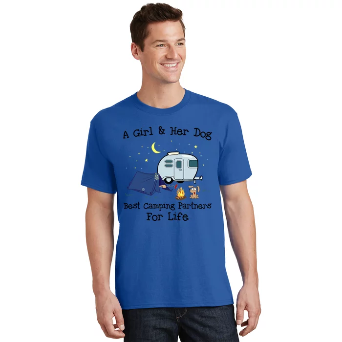 A And Her Dog Best Camping Partners For Life Gift T-Shirt