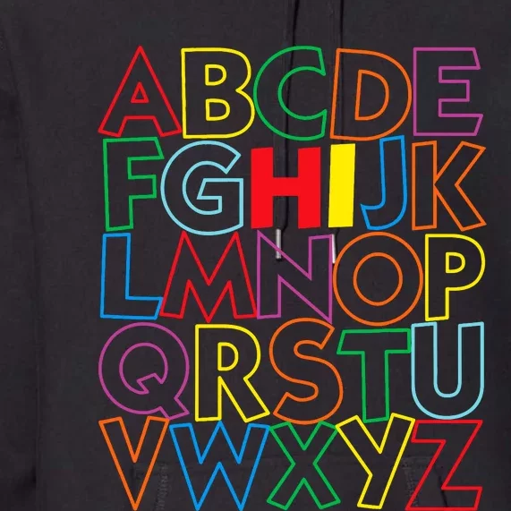 Alphabet Abcs Hi Kindergarten Back To School Teacher Student Premium Hoodie