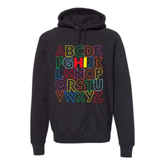 Alphabet Abcs Hi Kindergarten Back To School Teacher Student Premium Hoodie