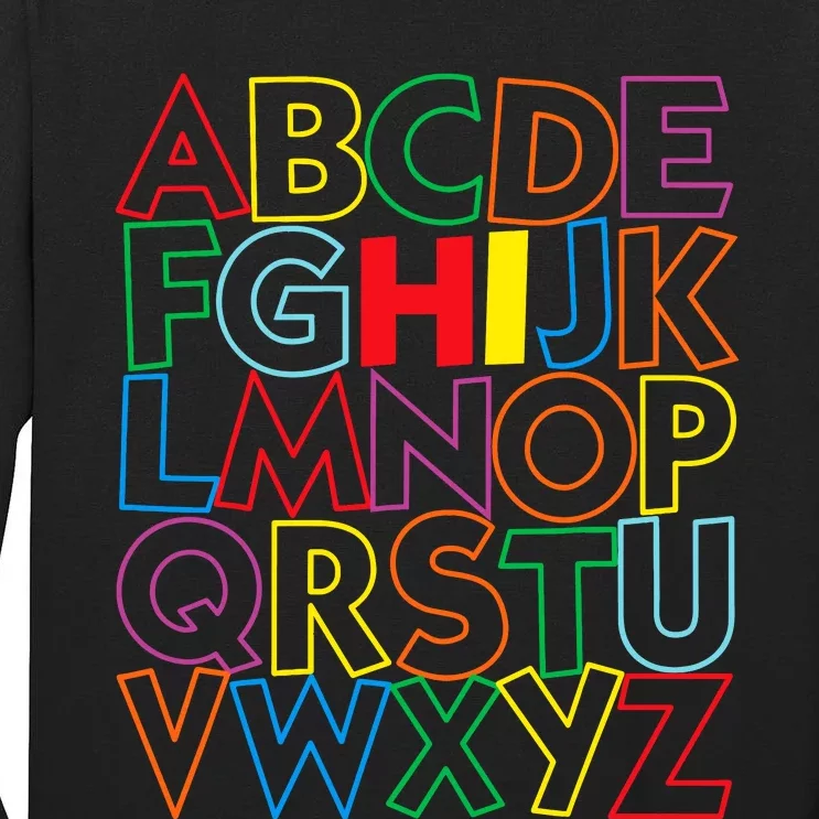 Alphabet Abcs Hi Kindergarten Back To School Teacher Student Tall Long Sleeve T-Shirt