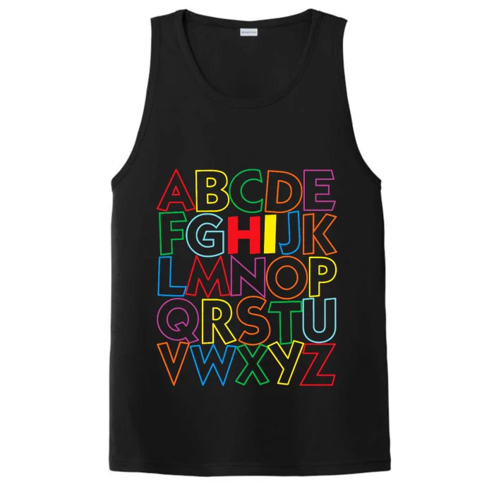 Alphabet Abcs Hi Kindergarten Back To School Teacher Student Performance Tank