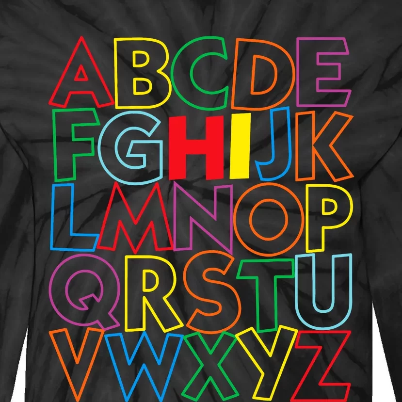 Alphabet Abcs Hi Kindergarten Back To School Teacher Student Tie-Dye Long Sleeve Shirt