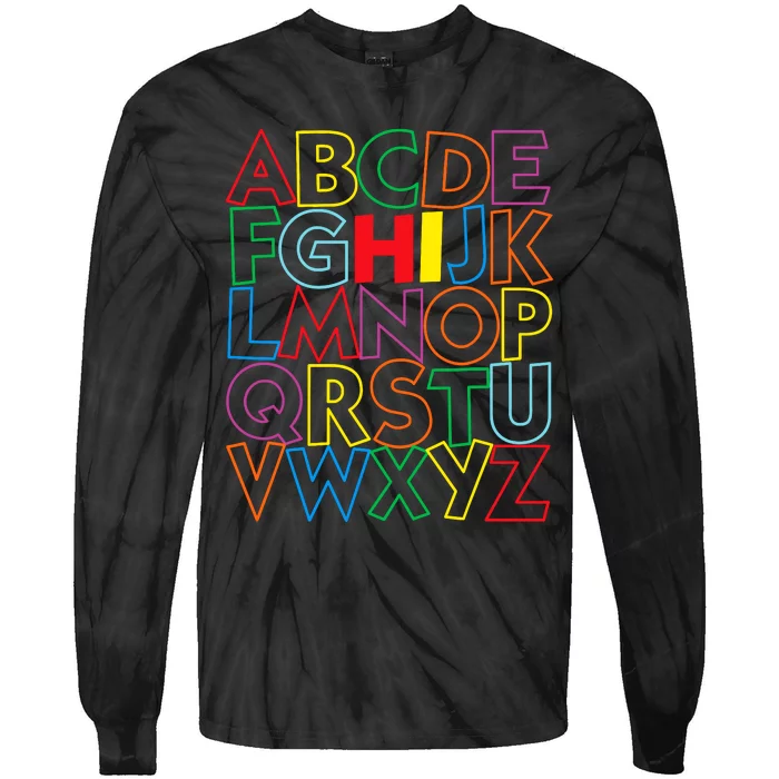 Alphabet Abcs Hi Kindergarten Back To School Teacher Student Tie-Dye Long Sleeve Shirt