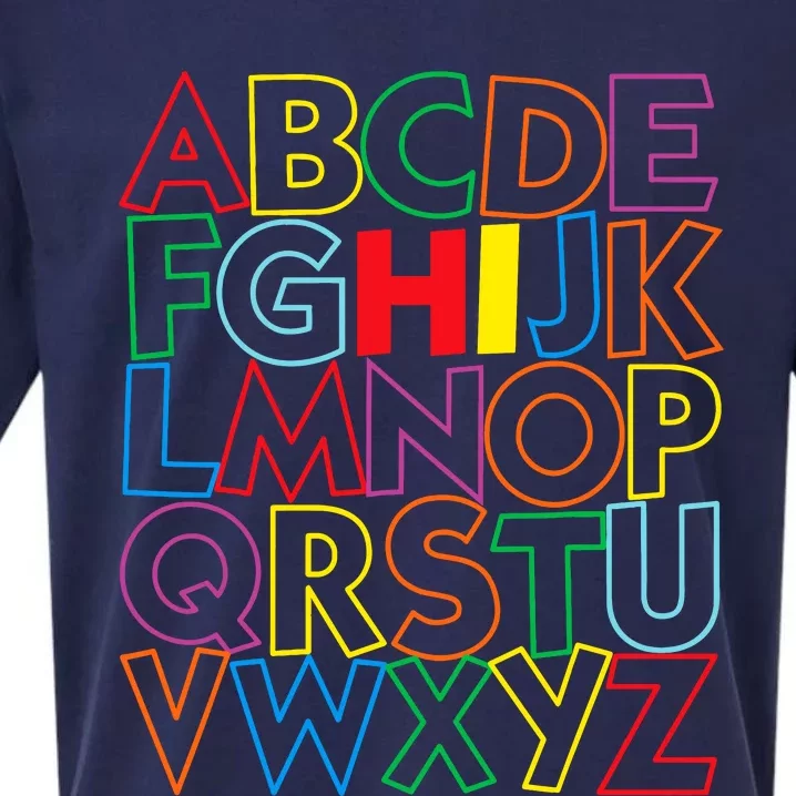 Alphabet Abcs Hi Kindergarten Back To School Teacher Student Sueded Cloud Jersey T-Shirt