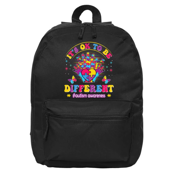 Autism Awareness Heart and Butterfly It's Ok To Be Different 16 in Basic Backpack