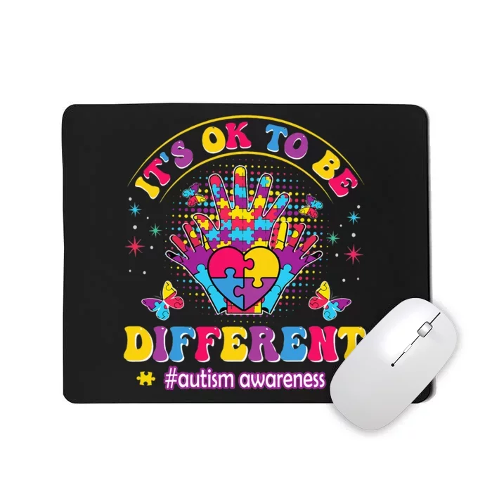 Autism Awareness Heart and Butterfly It's Ok To Be Different Mousepad