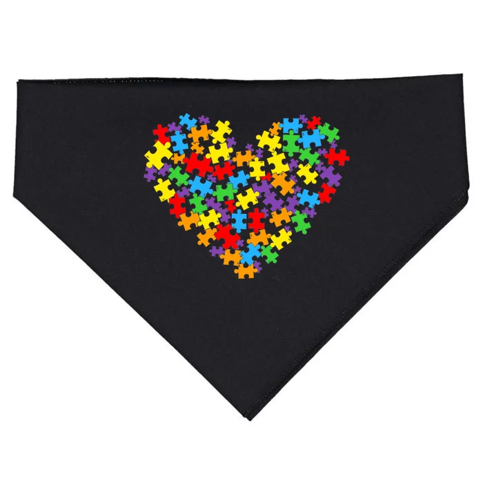 Autism Awareness Heart Valentine Day Puzzle Piece Boy Girl USA-Made Doggie Bandana