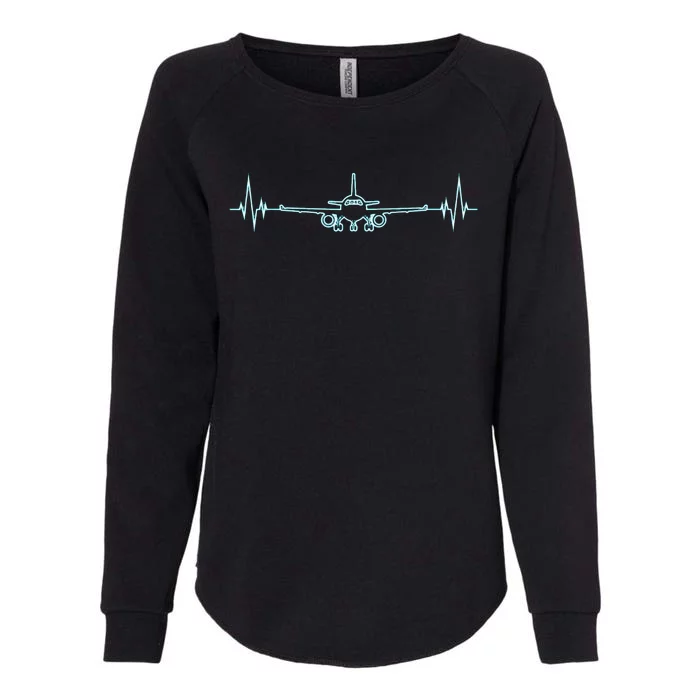 Airplane Airplane Heartbeat Tee Aviation Pilot Womens California Wash Sweatshirt