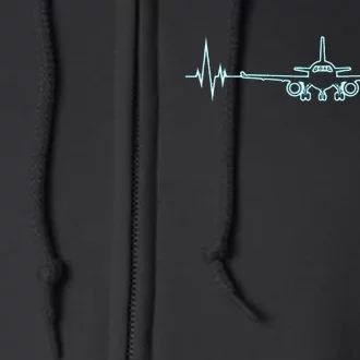 Airplane Airplane Heartbeat Tee Aviation Pilot Full Zip Hoodie