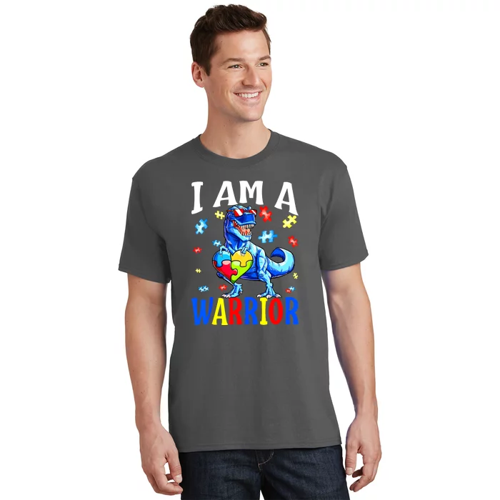 Autism Awareness I Am A Warrior Autism Family Dinosaur Gift T-Shirt