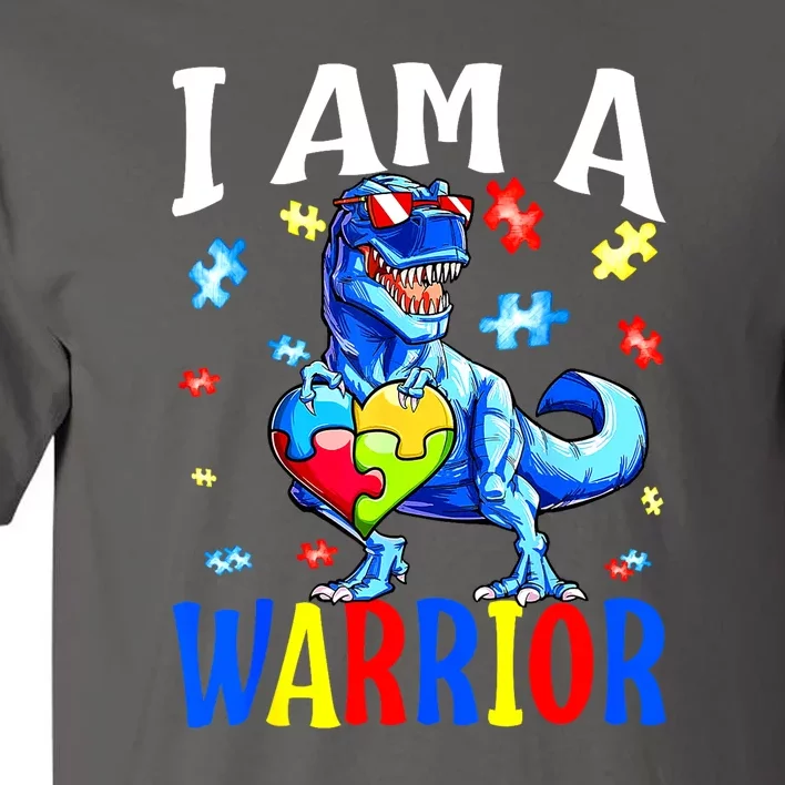 Autism Awareness I Am A Warrior Autism Family Dinosaur Gift Tall T-Shirt