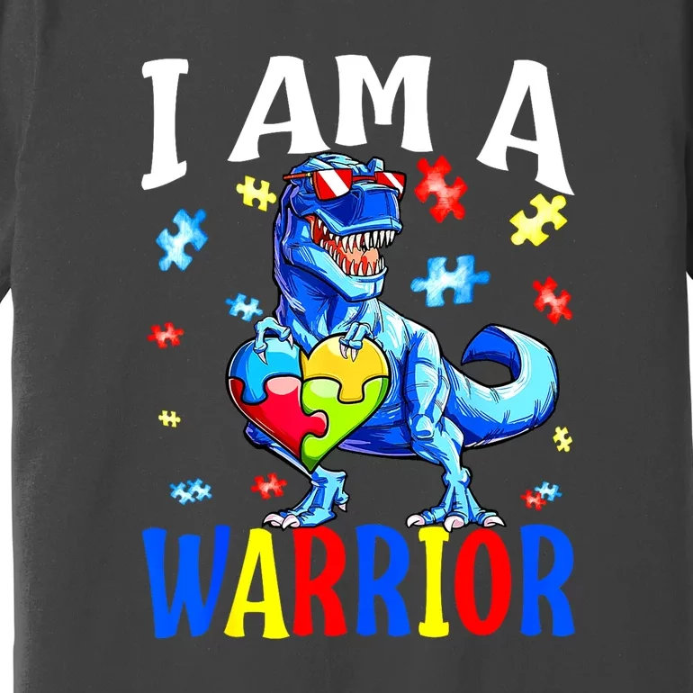 Autism Awareness I Am A Warrior Autism Family Dinosaur Gift Premium T-Shirt