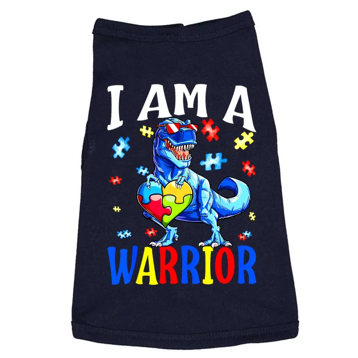 Autism Awareness I Am A Warrior Autism Family Dinosaur Gift Doggie Tank