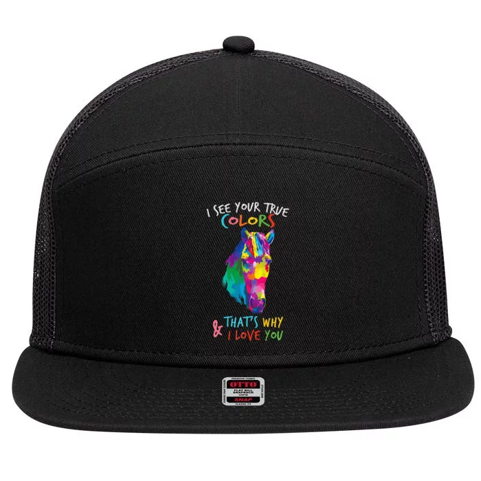 Autism Awareness It's OK to be different Colorful Horse 7 Panel Mesh Trucker Snapback Hat