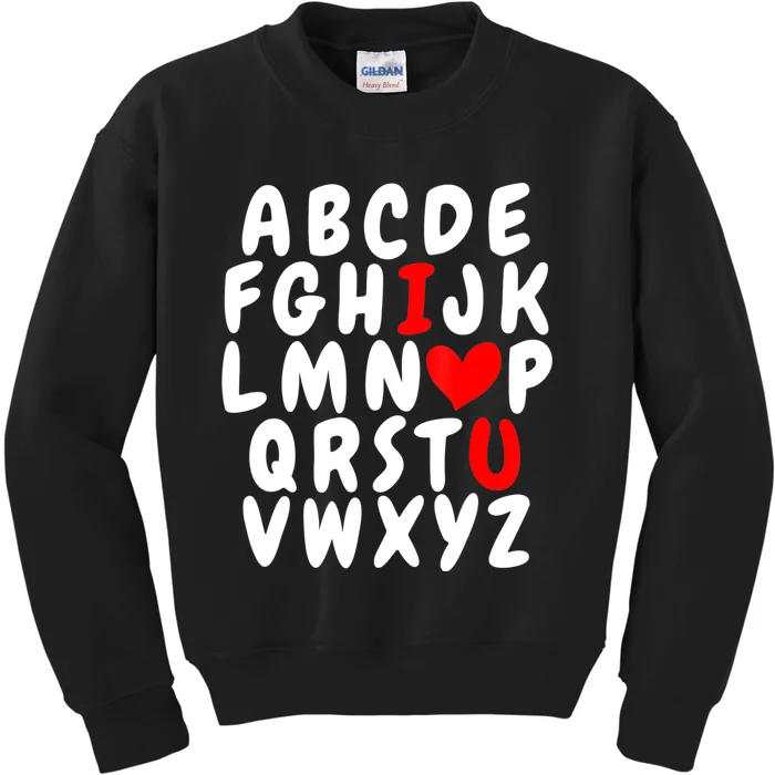 Alphabet ABC I Love You Valentines Day Heart Kids Sweatshirt