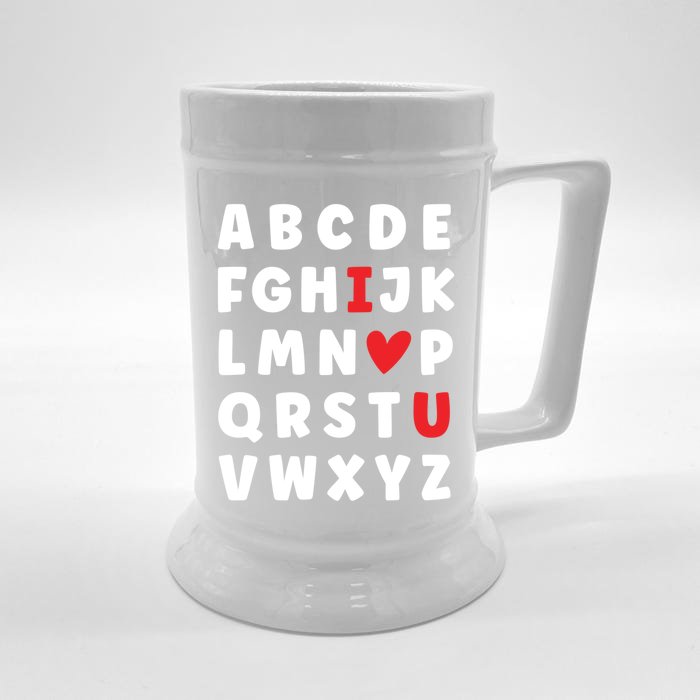 Abc Alphabet I Love You English Teacher Valentines Day Heart Cool Gift Front & Back Beer Stein