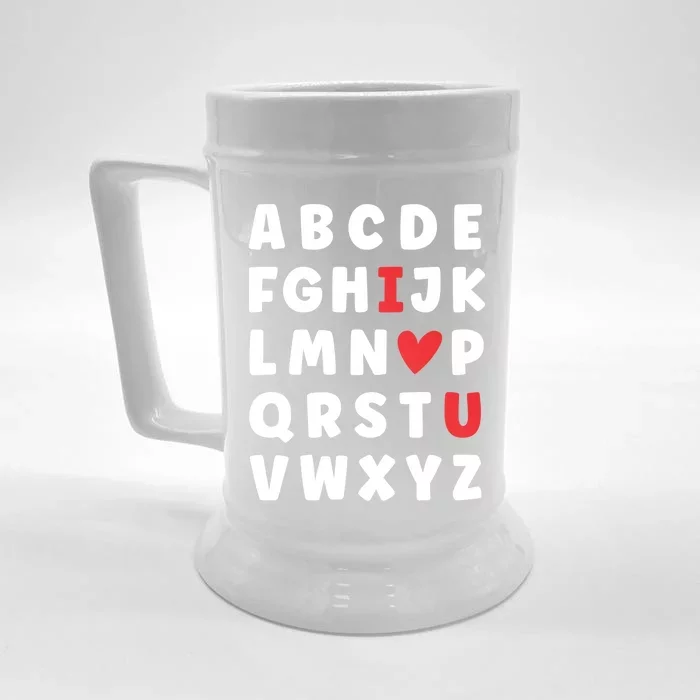 Abc Alphabet I Love You English Teacher Valentines Day Heart Cool Gift Front & Back Beer Stein