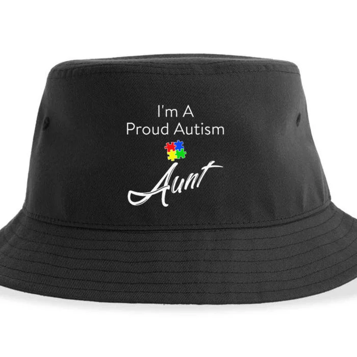 Autism Awareness I'm A Proud Autism Aunt Tee Sustainable Bucket Hat