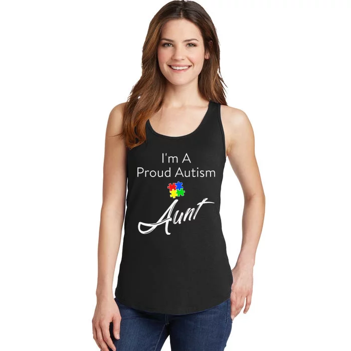 Autism Awareness I'm A Proud Autism Aunt Tee Ladies Essential Tank