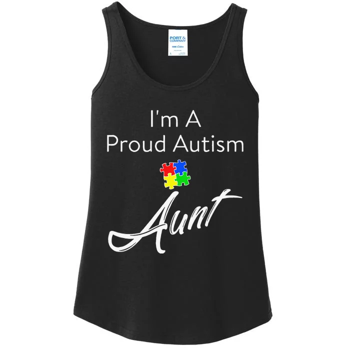 Autism Awareness I'm A Proud Autism Aunt Tee Ladies Essential Tank