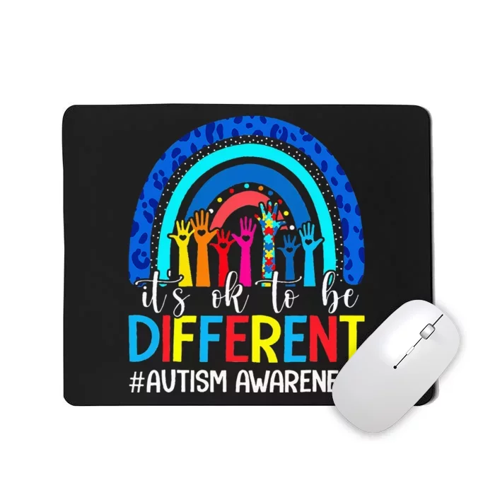 Autism Awareness It's Ok To Be Different Leopard Rainbow Mousepad