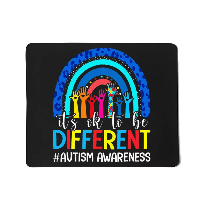 Autism Awareness It's Ok To Be Different Leopard Rainbow Mousepad