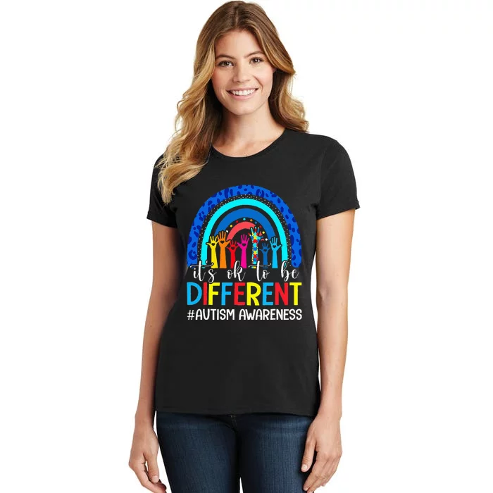 Autism Awareness It's Ok To Be Different Leopard Rainbow Women's T-Shirt