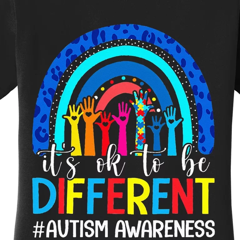 Autism Awareness It's Ok To Be Different Leopard Rainbow Women's T-Shirt