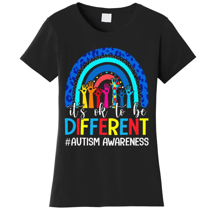 Autism Awareness It's Ok To Be Different Leopard Rainbow Women's T-Shirt