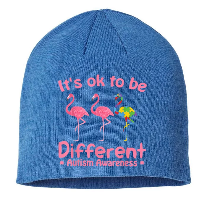 Autism Awareness Its Ok To Be Different Flamigo Wo girl 8 1/2in Sustainable Knit Beanie