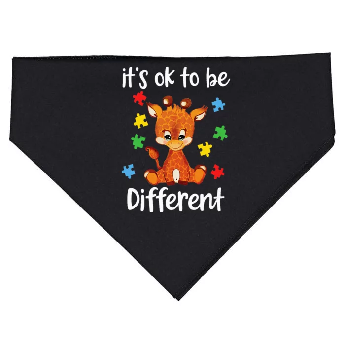 Autism Awareness It's OK to be different Colorful Giraffe USA-Made Doggie Bandana