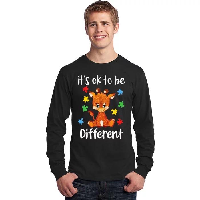 Autism Awareness It's OK to be different Colorful Giraffe Long Sleeve Shirt