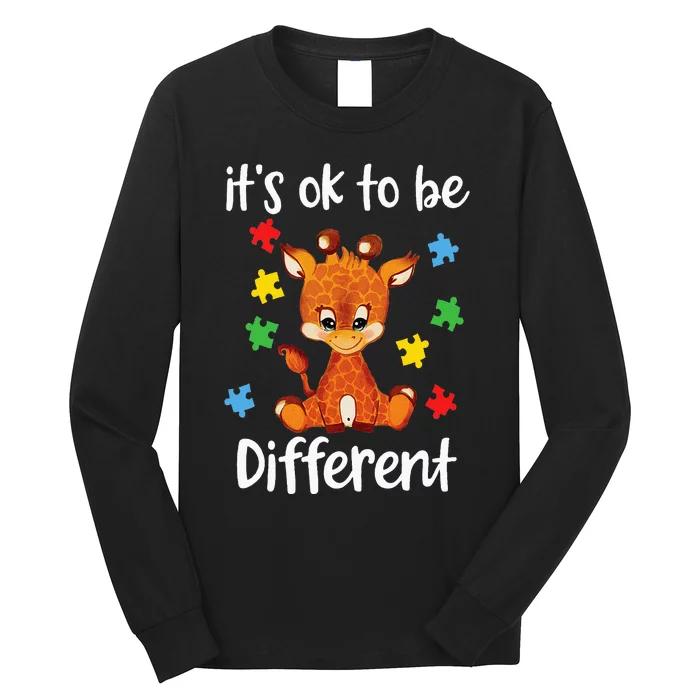 Autism Awareness It's OK to be different Colorful Giraffe Long Sleeve Shirt