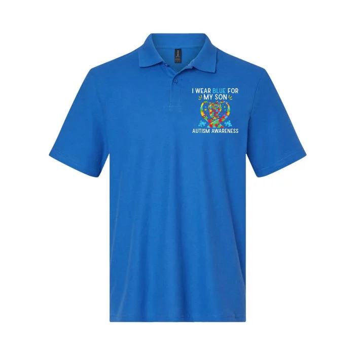 Autism Awareness I Wear Blue For My Son Softstyle Adult Sport Polo