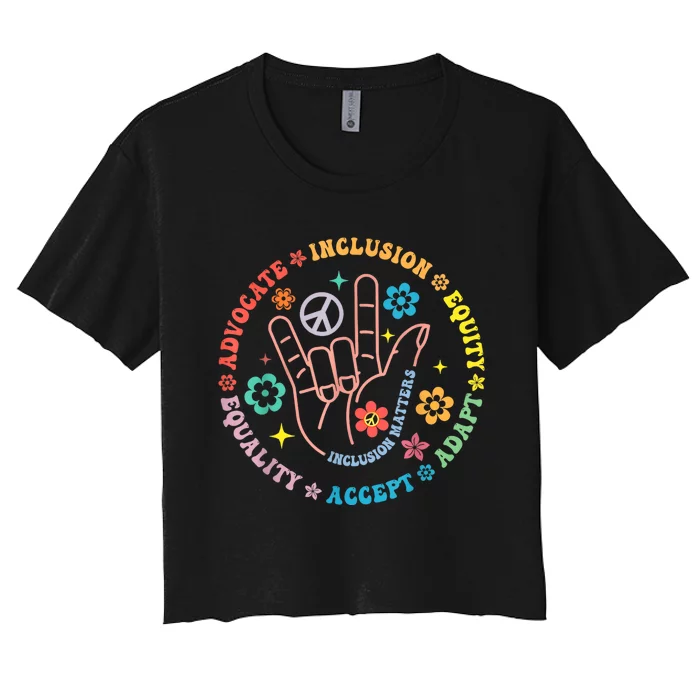 Autism Awareness Inclusion Matters Teacher Inspirational Women's Crop Top Tee