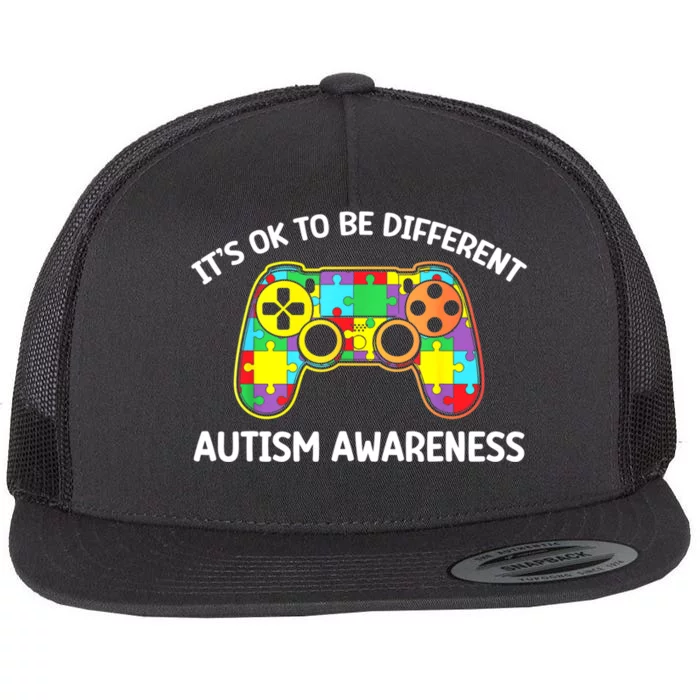 Autism Awareness Its Ok To Be Different Flat Bill Trucker Hat