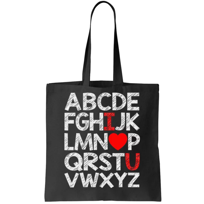 Alphabet Abc I Love U Valentines Day Heart Funny Tote Bag