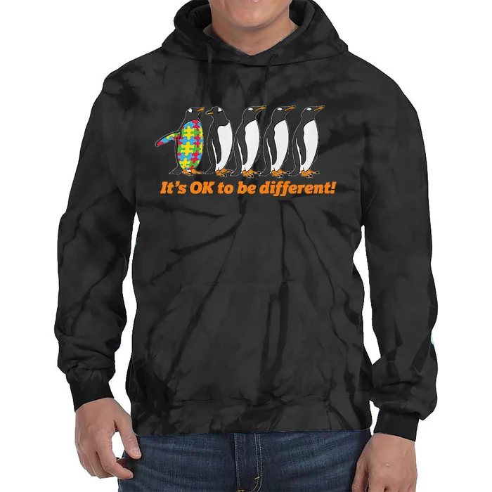 Autism Awareness It's OK To Be Different Penguin Tie Dye Hoodie