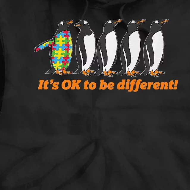 Autism Awareness It's OK To Be Different Penguin Tie Dye Hoodie