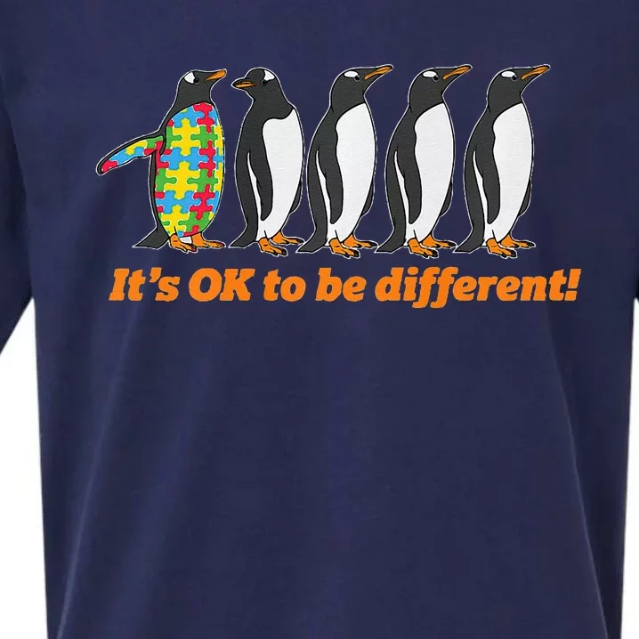 Autism Awareness It's OK To Be Different Penguin Sueded Cloud Jersey T-Shirt